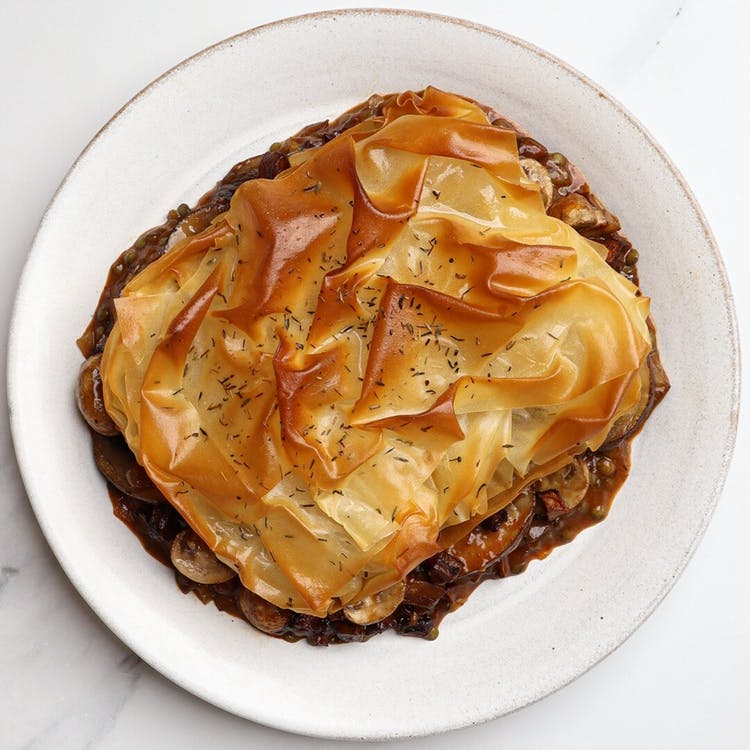 Mushroom + 'Pancetta' Filo Pie